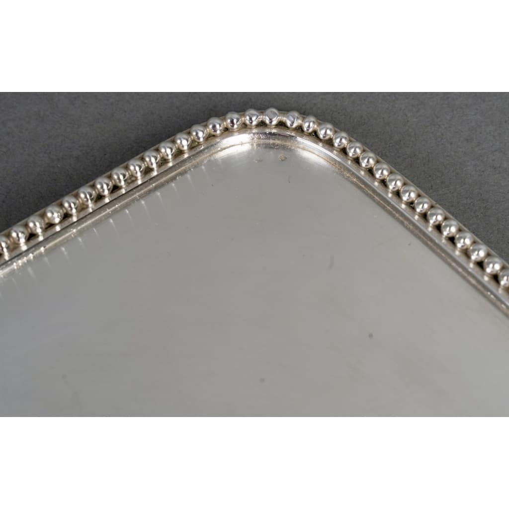 Plateau Moderniste Art Déco métal argenté martelé de Jean DESPRES 7