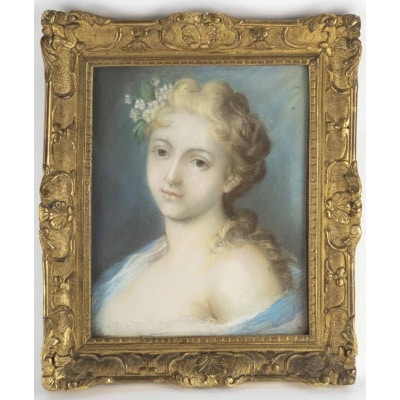 Suiveur de Rosalba CARRIERA Jeune fille aux fleurs fleur XVIIIème siècle 2