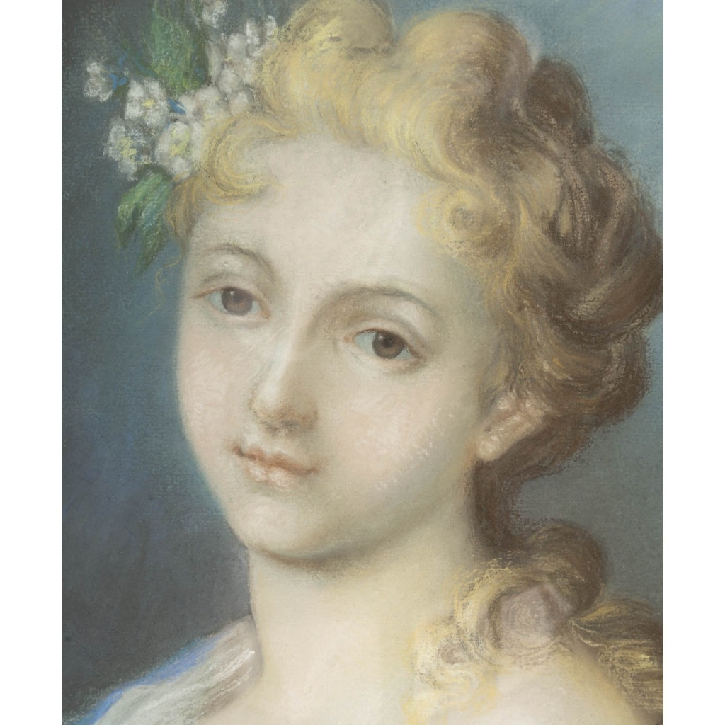 Suiveur de Rosalba CARRIERA Jeune fille aux fleurs XVIIIème siècle 4