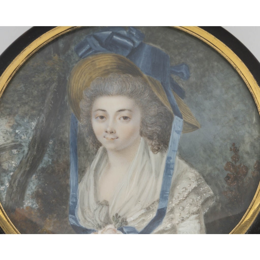 Boite en écaille orné d’une miniature de femme, 19 ème siècle. 4