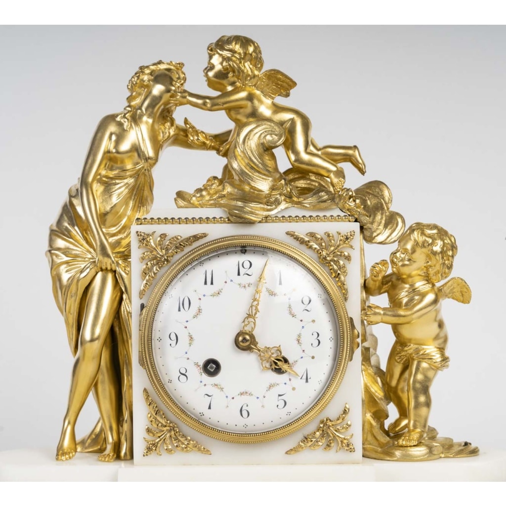 Une Garniture En Bronze Doré Et Marbre Blanc; XIXème Siècle 10