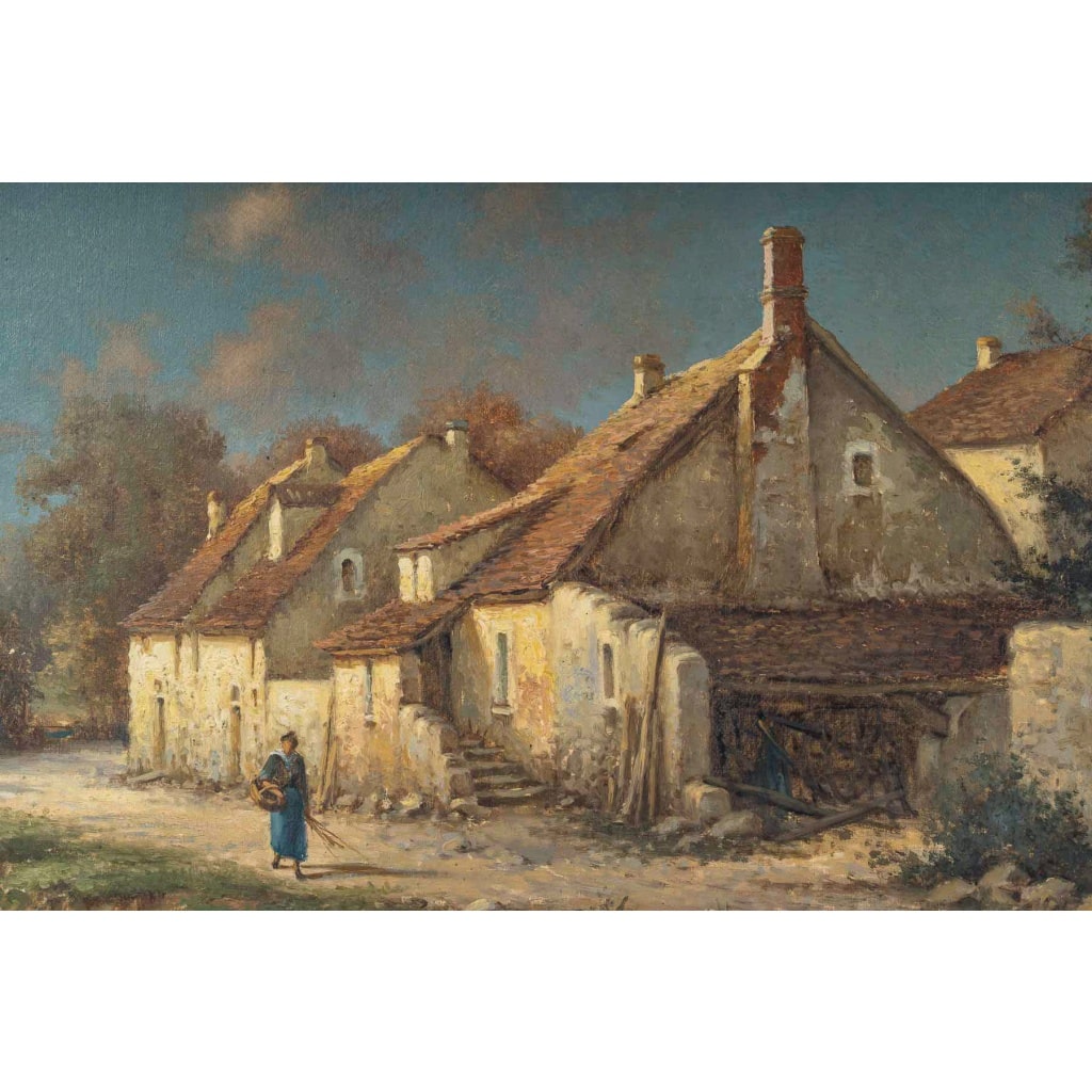 Alphonse Lecoz (1833–1914) Un Hameau au Bord de la Rivière Huile sur toile vers 1880–1890 4 Alphonse Lecoz (1833–1914) Un Hameau au Bord de la Rivière Huile sur toile vers 1880–1890 4