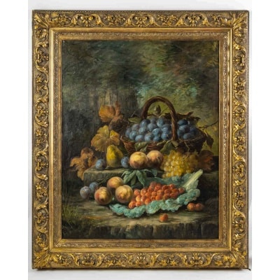 Sureau – Nature Morte aux Fruits huile sur toile de la fin du XIXeme siècle Sureau – Nature Morte aux Fruits huile sur toile de la fin du XIXeme siècle