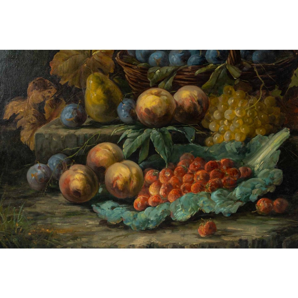 Sureau – Nature Morte aux Fruits huile sur toile de la fin du XIXeme siècle 6 Sureau – Nature Morte aux Fruits huile sur toile de la fin du XIXeme siècle 6
