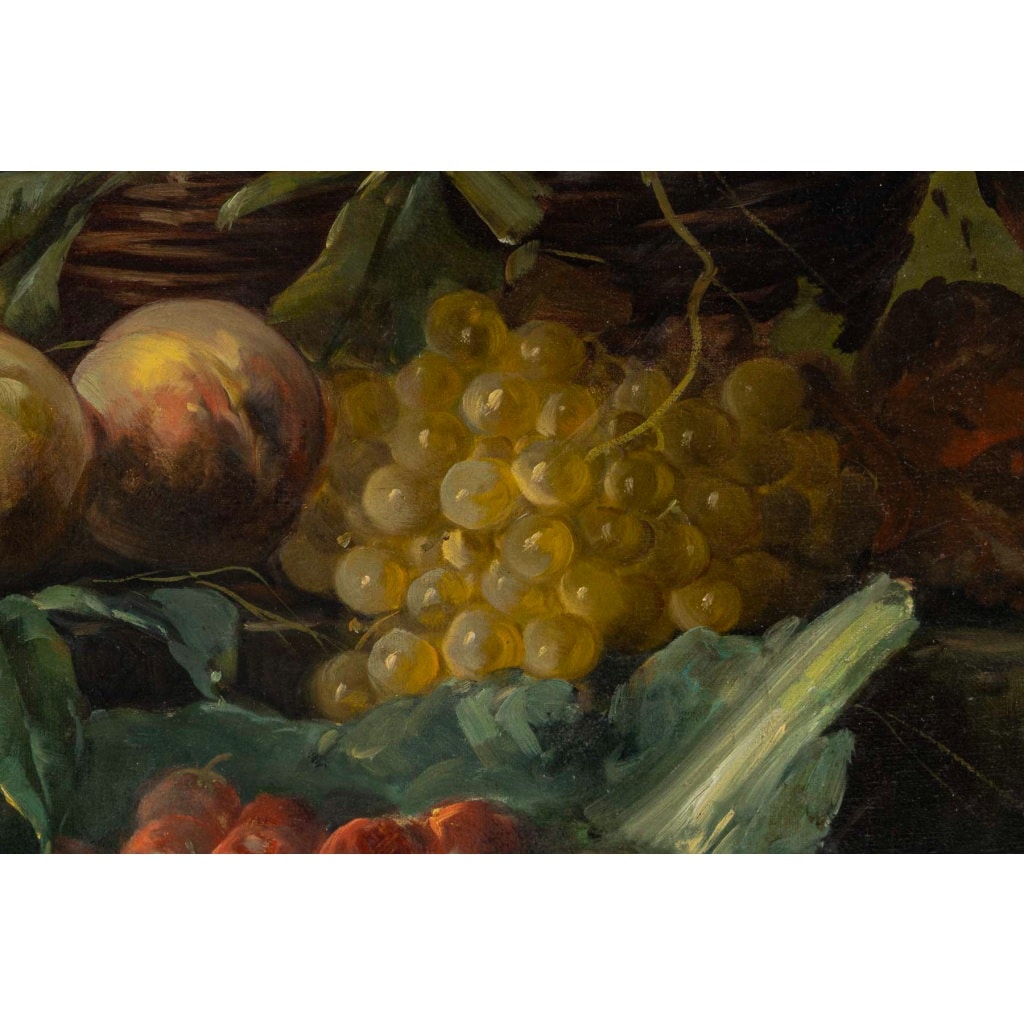 Sureau – Nature Morte aux Fruits huile sur toile de la fin du XIXeme siècle 7 Sureau – Nature Morte aux Fruits huile sur toile de la fin du XIXeme siècle 7