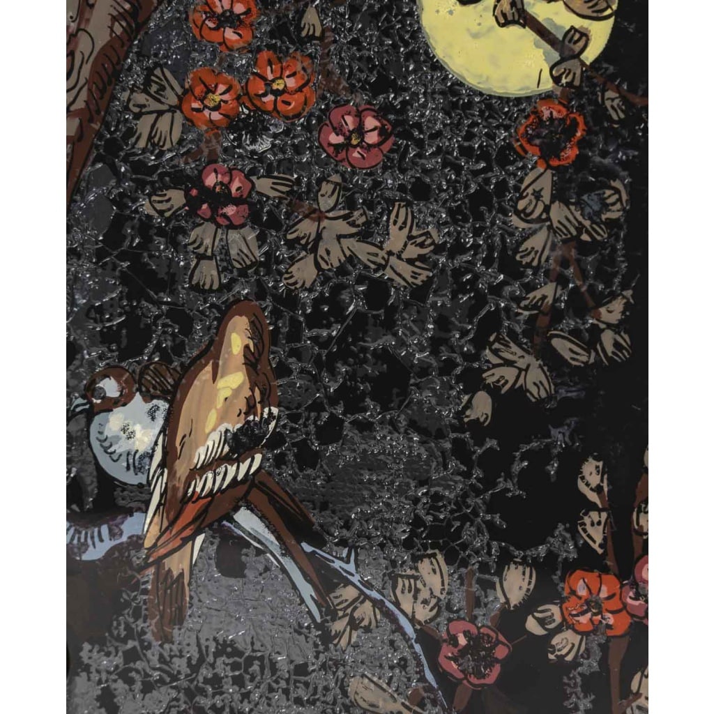 Une Pendule Paravent En Bronze Doré Et Verre Peint, Art Nouveau 9