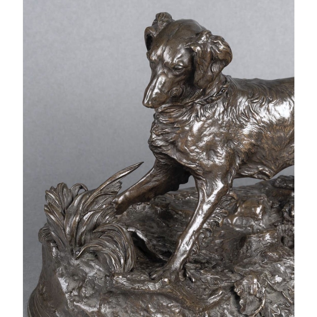 Sculpture – Chien À L’ Arrêt , Pierre – Jules Mêne (1810-1879) – Bronze 8