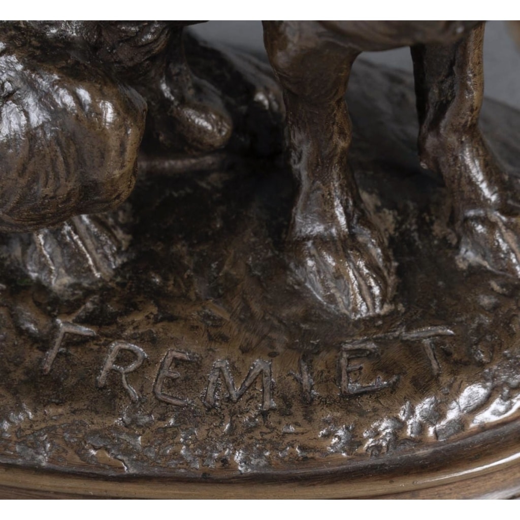 Sculpture – Épagneul Assis , Emmanuel Frémiet (1824-1910) – Bronze 10