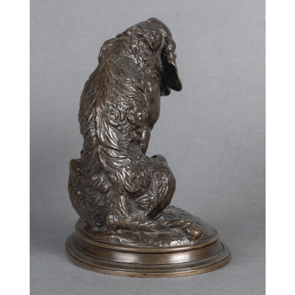 Sculpture – Épagneul Assis , Emmanuel Frémiet (1824-1910) – Bronze 8
