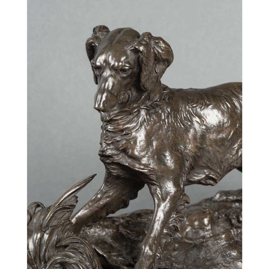 Sculpture – Chien À L’ Arrêt , Pierre – Jules Mêne (1810-1879) – Bronze 5