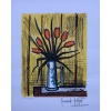 BUFFET Bernard Bouquet tulipes oranges Lithographie Couleurs Signée certificat d’authenticité 12