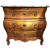 Commode 18è De Port Bois Naturel Ouvrant Trois Tiroirs Reposant Pieds Galbés Dessus Marbre 16