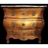Commode 18è De Port Bois Naturel Ouvrant Trois Tiroirs Reposant Pieds Galbés Dessus Marbre 19