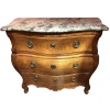 Commode 18è De Port Bois Naturel Ouvrant Trois Tiroirs Reposant Pieds Galbés Dessus Marbre 18