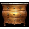 Commode 18è De Port Bois Naturel Ouvrant Trois Tiroirs Reposant Pieds Galbés Dessus Marbre 24