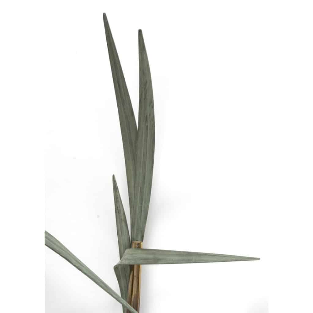 1960 Paire rare d’appliques murales en bronze modèle bambou signées Maison Charles 5