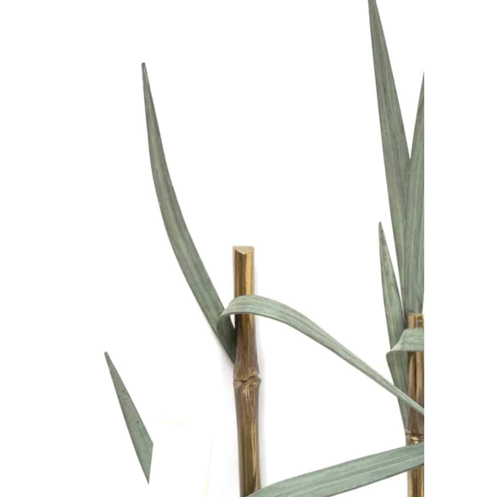 1960 Paire rare d’appliques murales en bronze modèle bambou signées Maison Charles 3