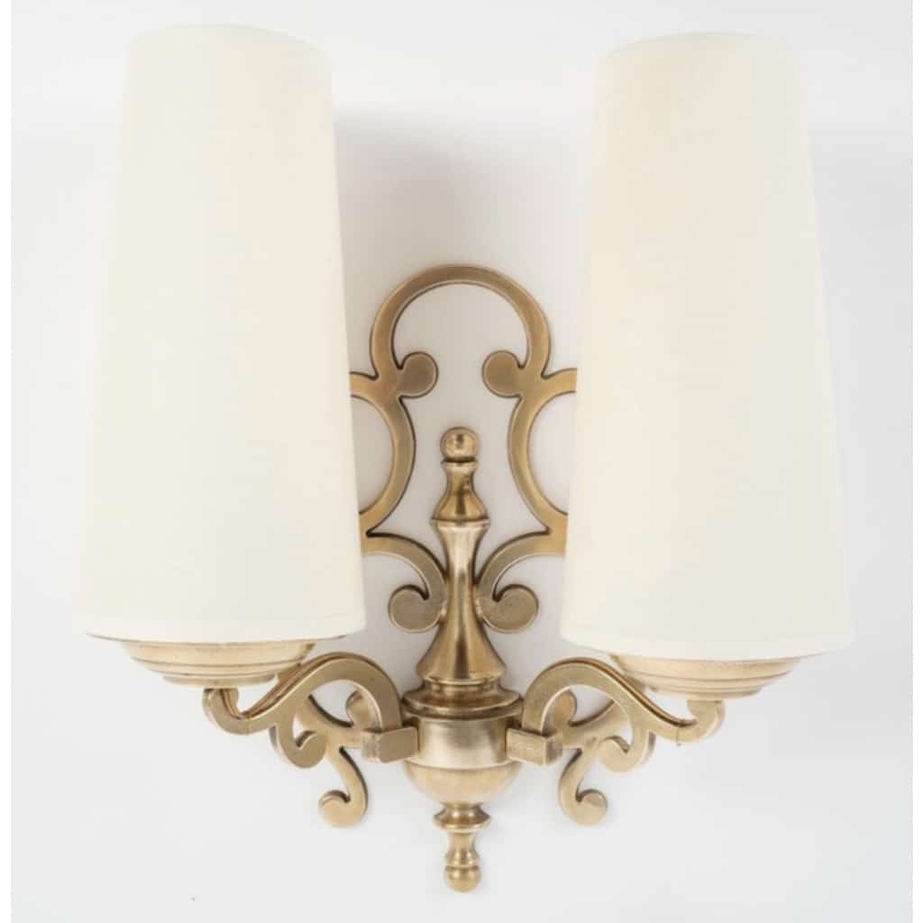 1960 Paire d’appliques murales en bronze Maison Roche 7