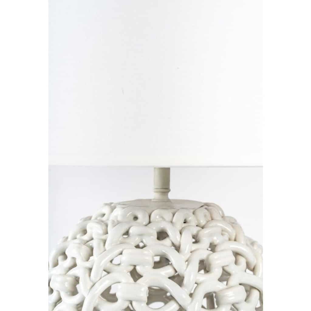 Lampe en céramique Tressée de 1960 signée Sainte-Radegonde 4