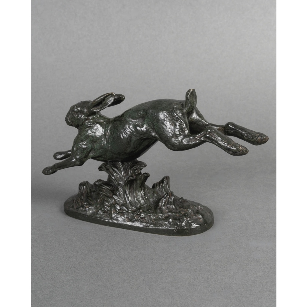 Sculpture – Le Lièvre Courant , Alfred Barye (1839-1882) – Bronze 6