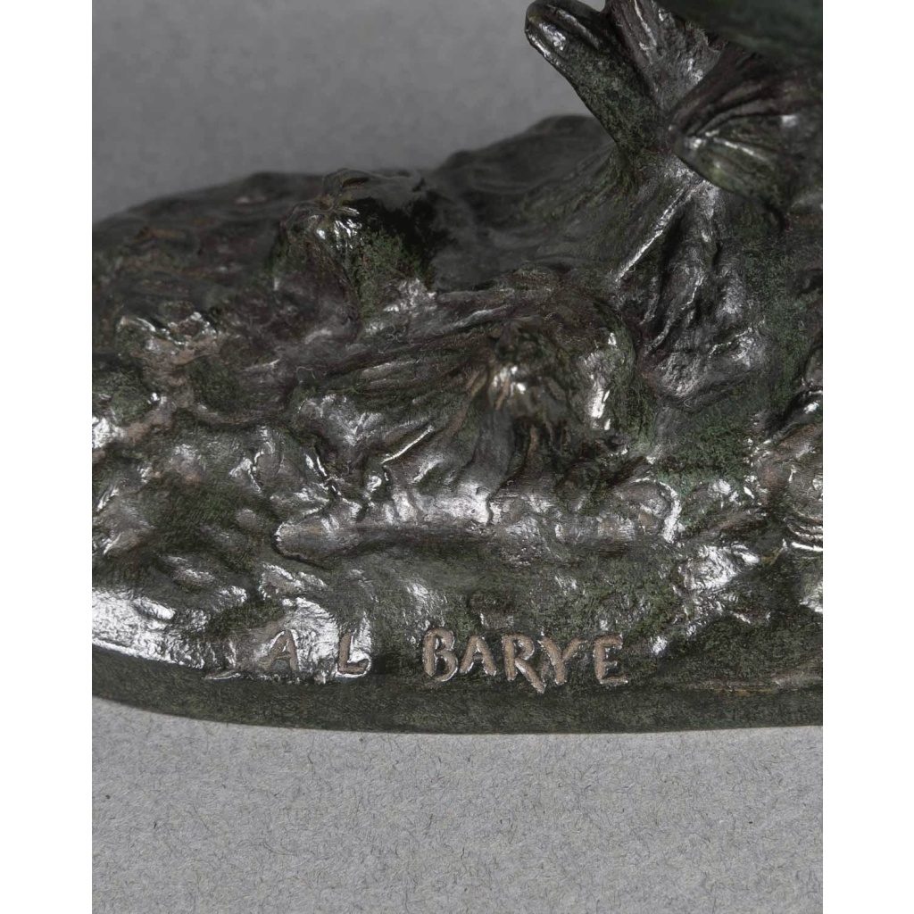 Sculpture – Le Lièvre Courant , Alfred Barye (1839-1882) – Bronze 9