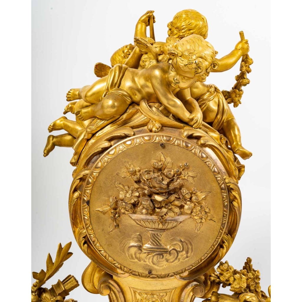 Garniture de cheminée en bronze doré, PICARD, fin XIXème siècle 16
