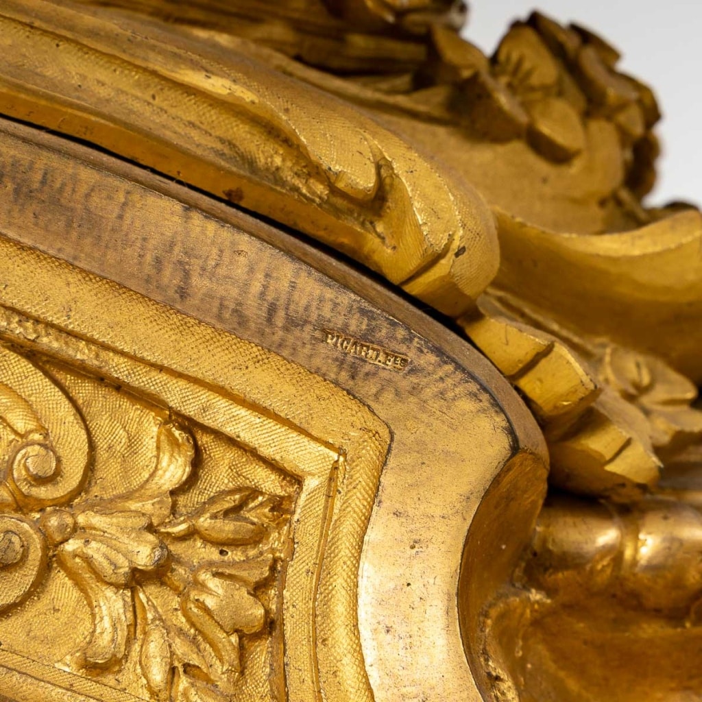 Garniture de cheminée en bronze doré, PICARD, fin XIXème siècle 15