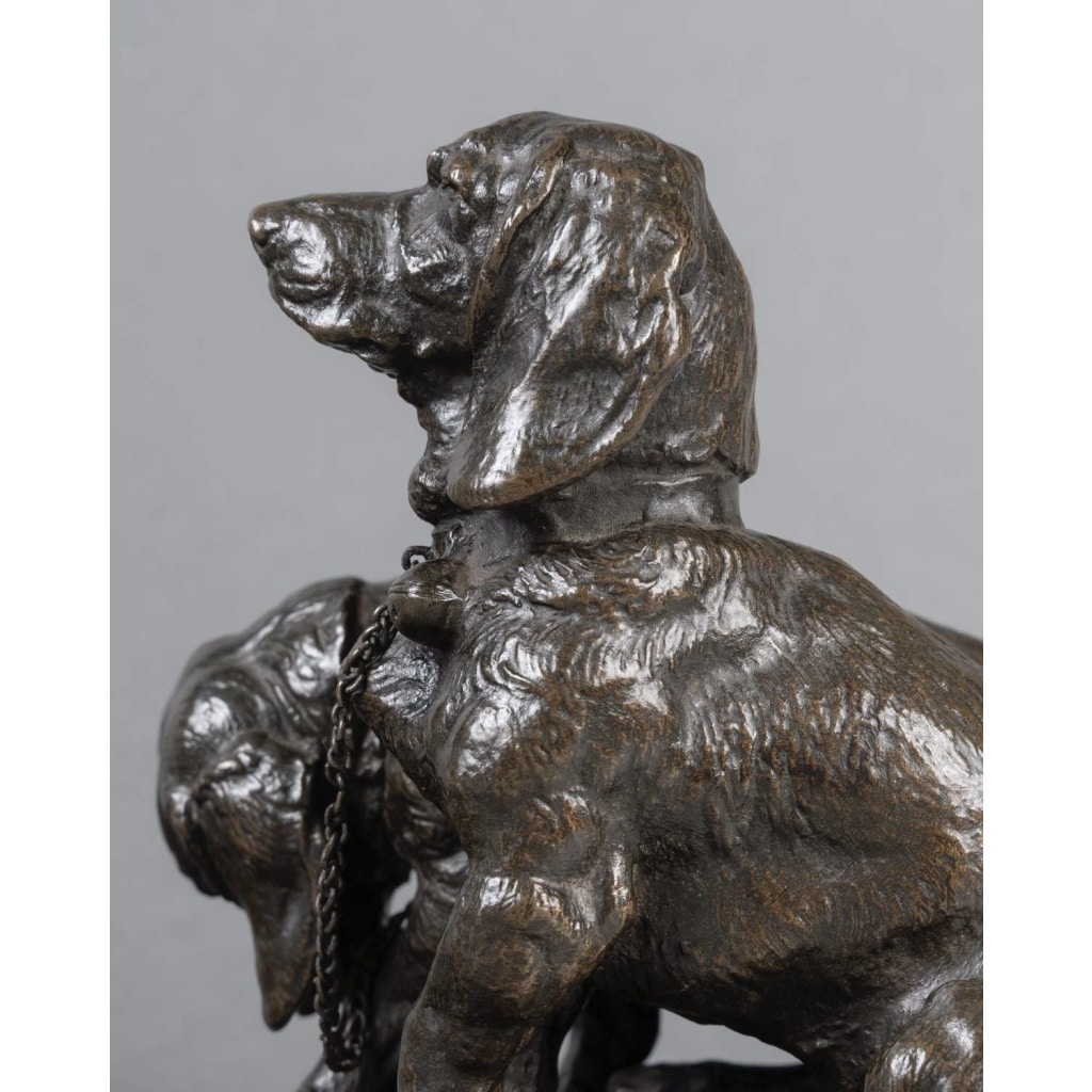 Sculpture – Groupe De Bassets , Ravageot Et Ravageode , Emmanuel Frémiet (1824 -1910) – Bronze 5