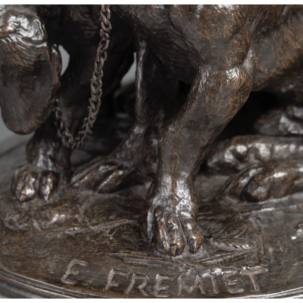 Sculpture – Groupe De Bassets , Ravageot Et Ravageode , Emmanuel Frémiet (1824 -1910) – Bronze 12