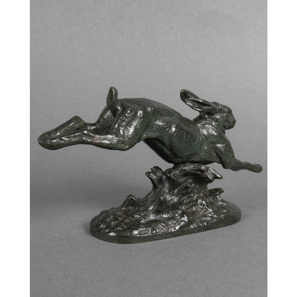 Sculpture – Le Lièvre Courant , Alfred Barye (1839-1882) – Bronze 4
