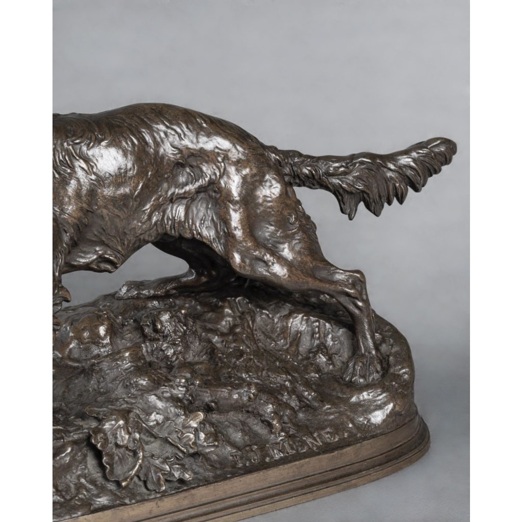 Sculpture – Chien À L’ Arrêt , Pierre – Jules Mêne (1810-1879) – Bronze 9