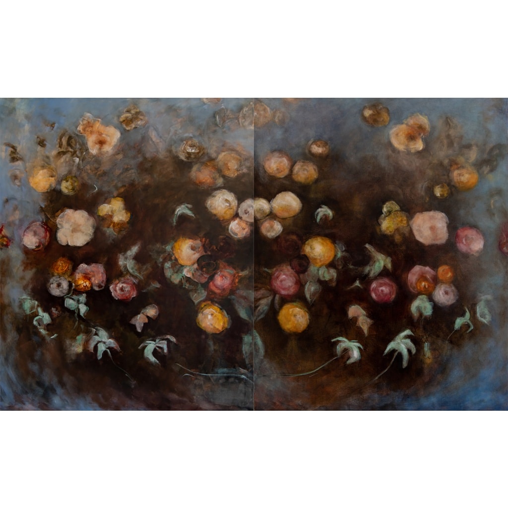 Tableau à l’huile intitulé « Les Fleurs du Bien N°24 et 25 » de l’artiste peintre Isabelle Delannoy 2