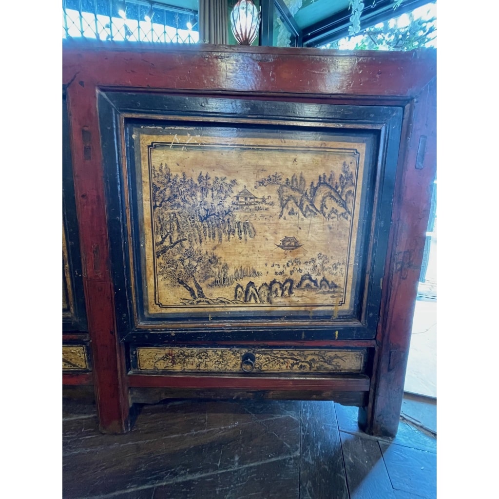 BUFFET ANCIEN CHINOIS 3 PORTES + 3 TIROIRS 7