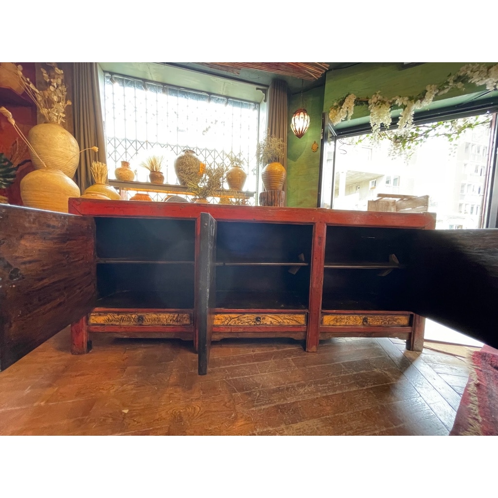 BUFFET ANCIEN CHINOIS 3 PORTES + 3 TIROIRS 11