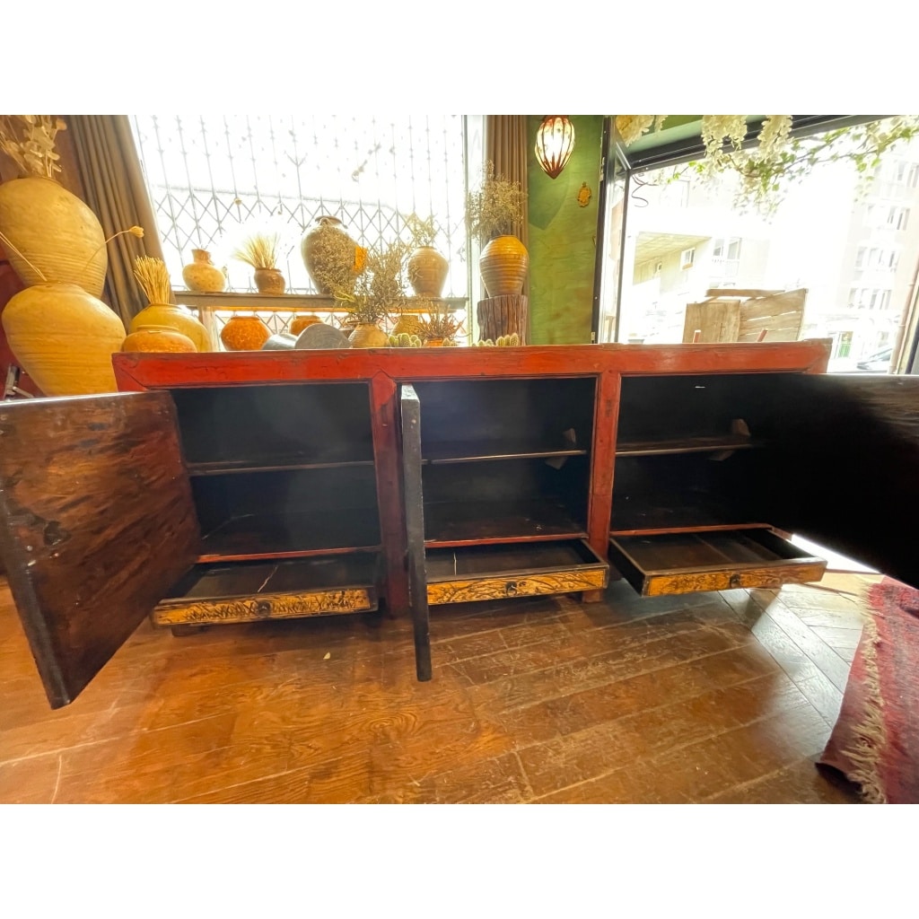 BUFFET ANCIEN CHINOIS 3 PORTES + 3 TIROIRS 12
