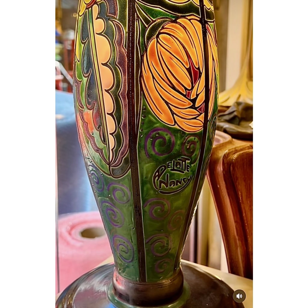 RARE ET EXCEPTIONNELLE LAMPE ÉMAILLÉE D’ ANDRÉ DELATTE 4