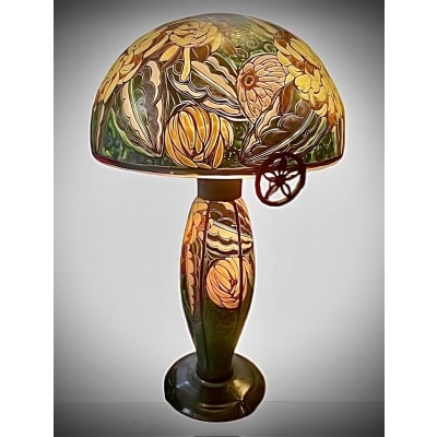 RARE ET EXCEPTIONNELLE LAMPE ÉMAILLÉE D’ ANDRÉ DELATTE