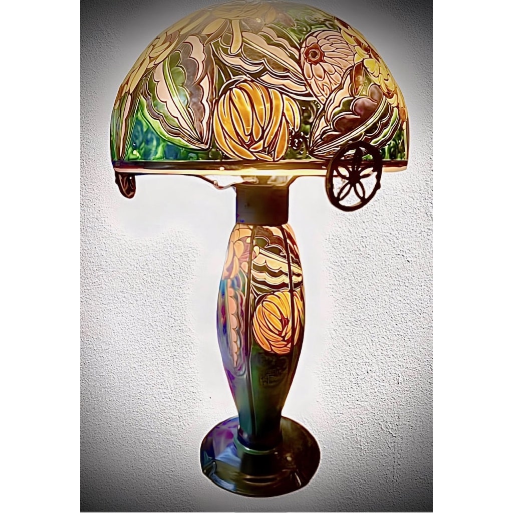 RARE ET EXCEPTIONNELLE LAMPE ÉMAILLÉE D’ ANDRÉ DELATTE 8