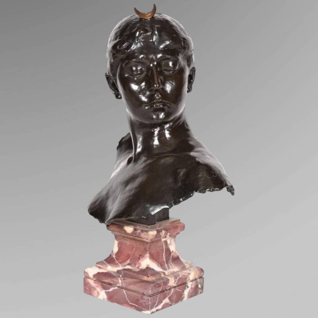 Sculpture – Buste De Diane Chasseresse , Alexandre Falguière (1831-1900) – Bronze 2