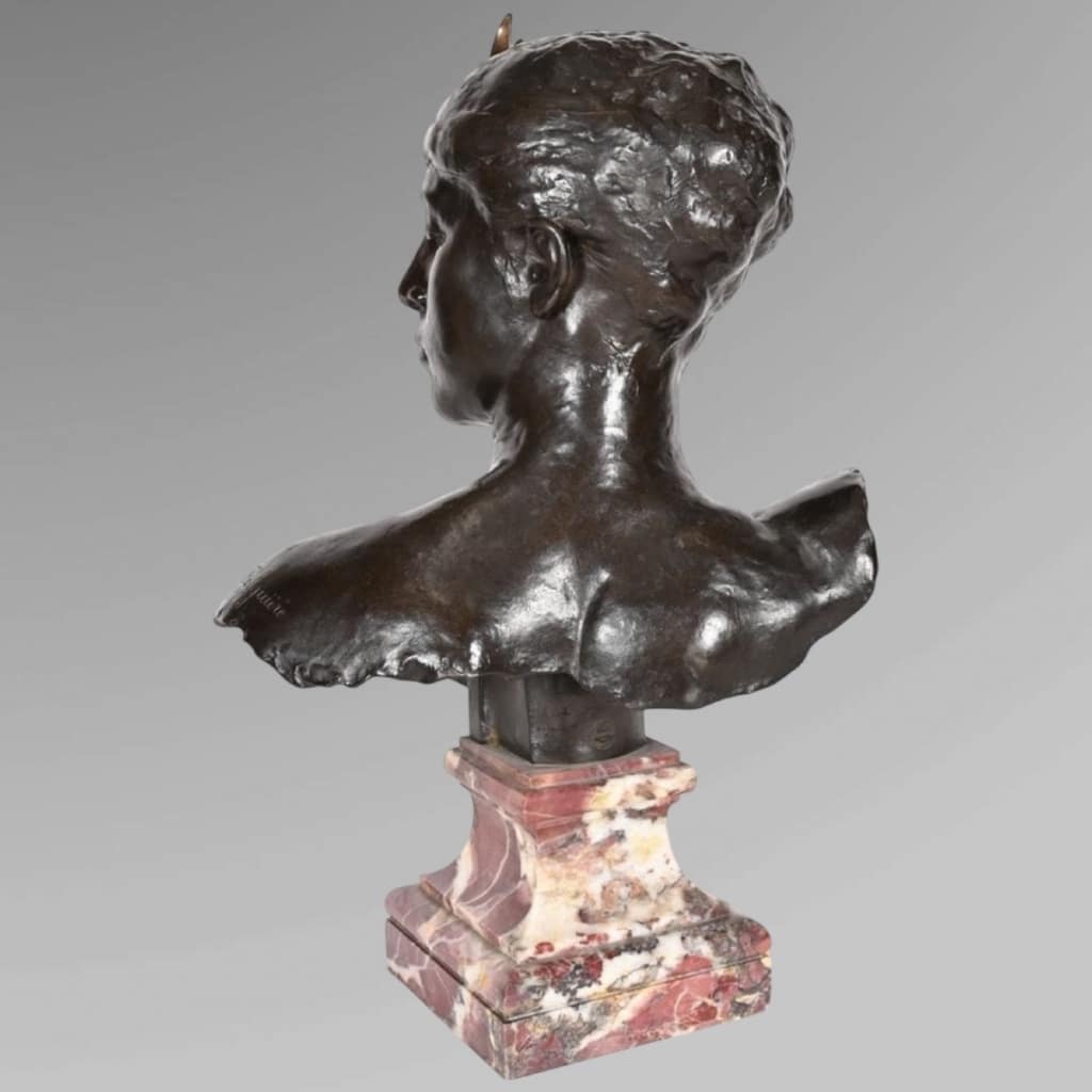 Sculpture – Buste De Diane Chasseresse , Alexandre Falguière (1831-1900) – Bronze 6