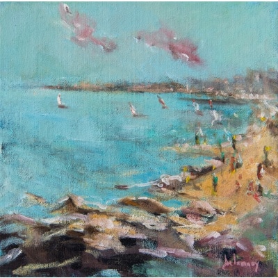 Tableau à l’huile intitulé « La mer s’éveille, les voiles s’effacent » de l’artiste peintre Isabelle Delannoy Tableau à l’huile intitulé « La mer s’éveille, les voiles s’effacent » de l’artiste peintre Isabelle Delannoy