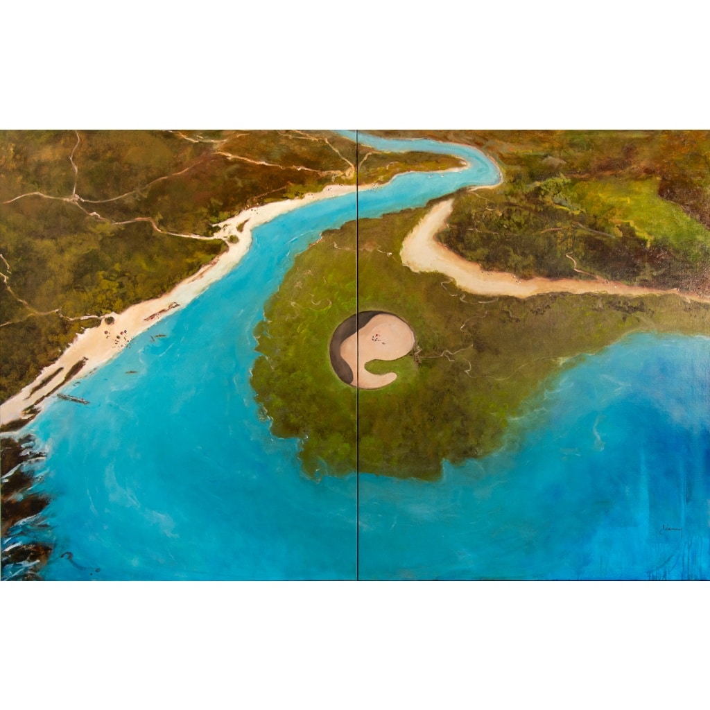 Tableau à l’huile intitulé « Green Secret, Le Veillon » de l’artiste peintre Isabelle Delannoy 2