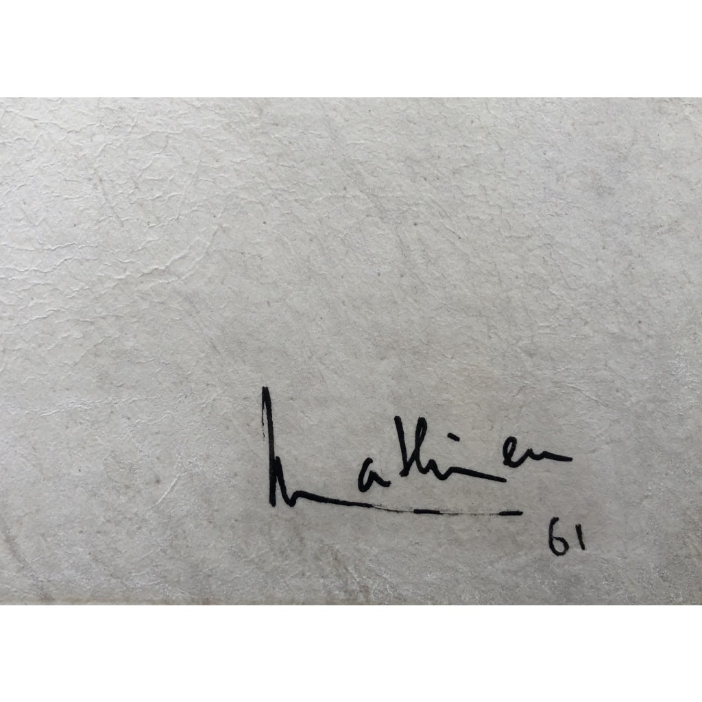 Georges MATHIEU Composition Huile sur parchemin signé et daté 1961 Certificat comité G Mathieu 4 Georges MATHIEU Composition Huile sur parchemin signé et daté 1961 Certificat comité G Mathieu 4