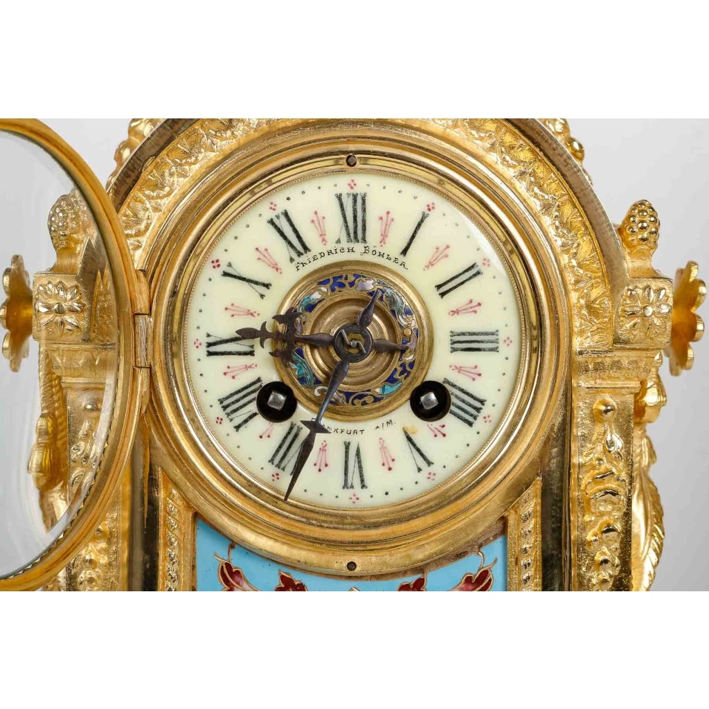 Garniture De Cheminée En Bronze Doré Et émail Cloisonné Fin XIXème Siècle 16