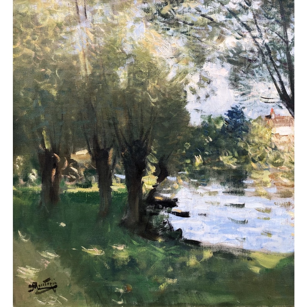 MONTEZIN La Seine à Veneux les Sablons Huile sur toile signée Certificat d’authenticité 4 MONTEZIN La Seine à Veneux les Sablons Huile sur toile signée Certificat d’authenticité 4