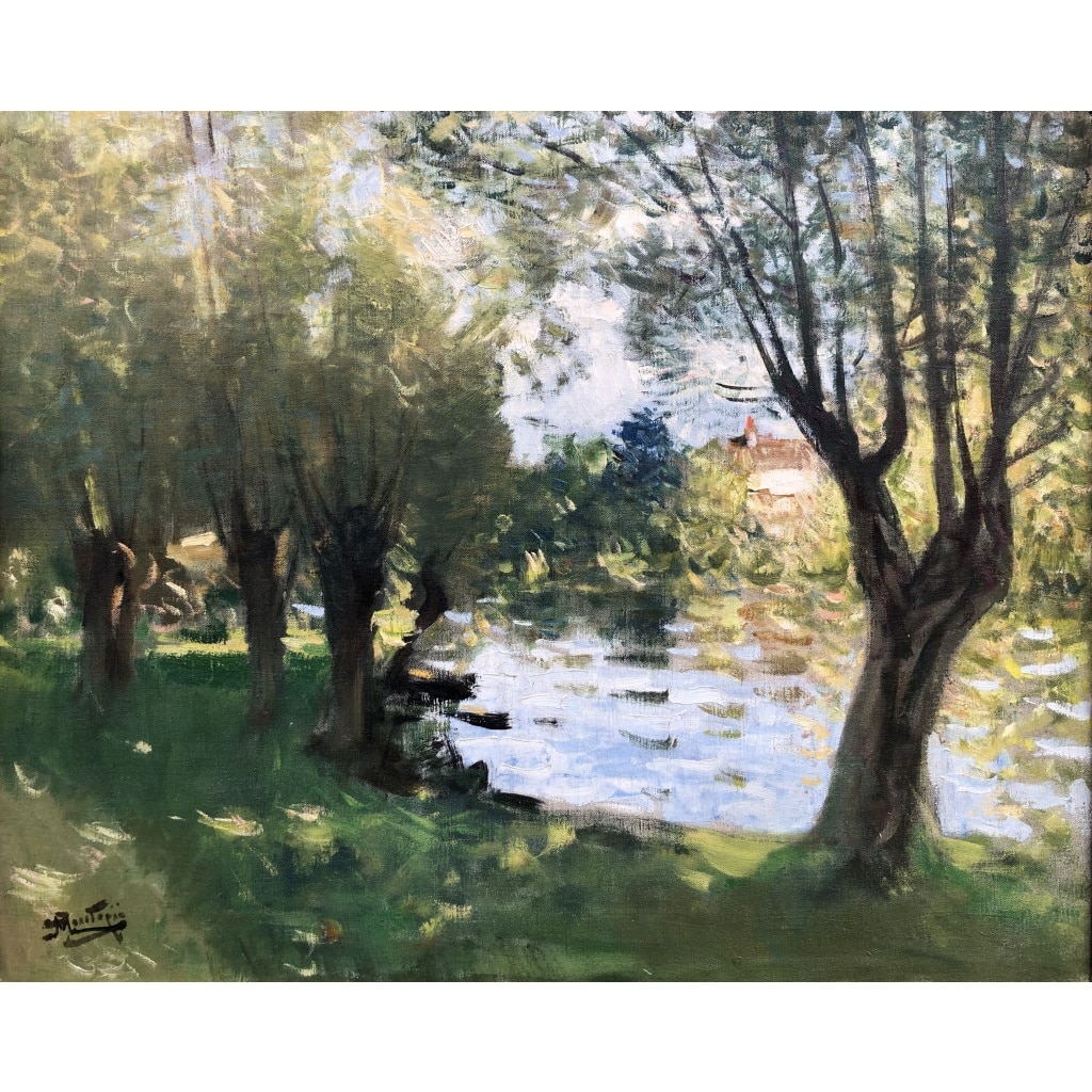 MONTEZIN La Seine à Veneux les Sablons Huile sur toile signée Certificat d’authenticité 6 MONTEZIN La Seine à Veneux les Sablons Huile sur toile signée Certificat d’authenticité 6