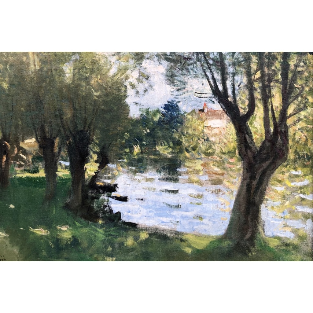 MONTEZIN La Seine à Veneux les Sablons Huile sur toile signée Certificat d’authenticité 7 MONTEZIN La Seine à Veneux les Sablons Huile sur toile signée Certificat d’authenticité 7