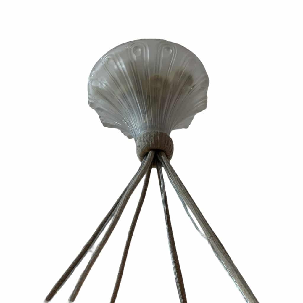 Lustre « Feuilles de Charme » verre blanc de René LALIQUE 9 Lustre « Feuilles de Charme » verre blanc de René LALIQUE 9