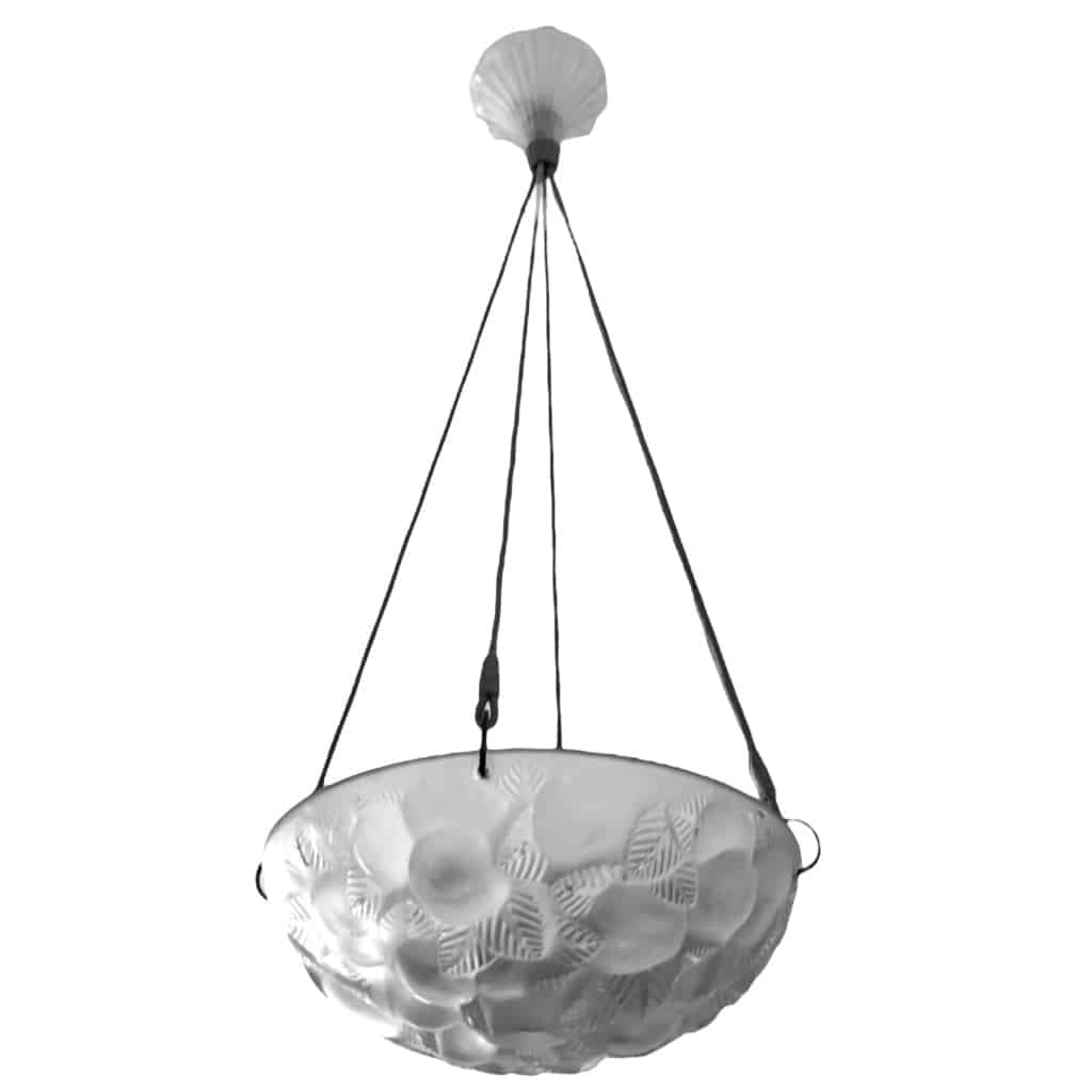 Suspension « Lausanne » verre blanc de René LALIQUE 2 Suspension « Lausanne » verre blanc de René LALIQUE 2