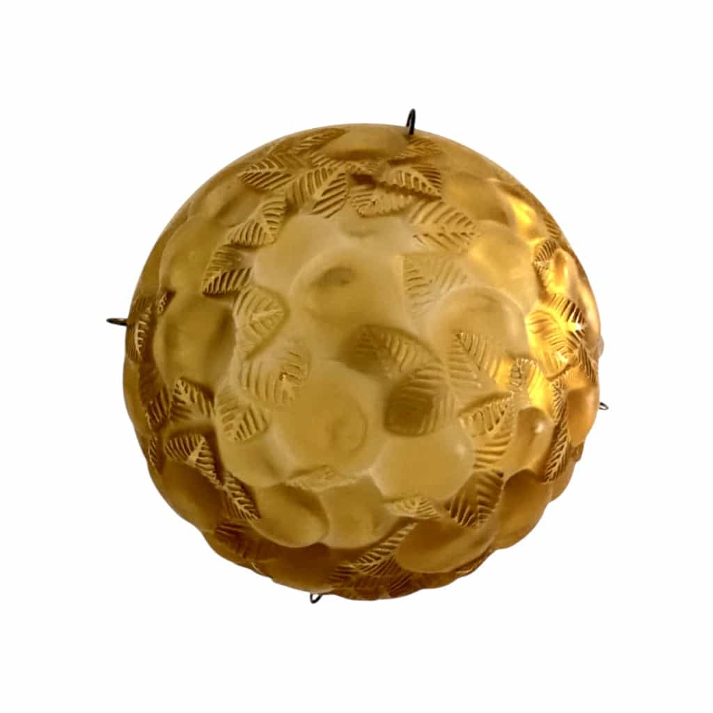 Suspension « Lausanne » verre jaune ambré de René LALIQUE 5 Suspension « Lausanne » verre jaune ambré de René LALIQUE 5